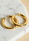 Chunky Titanium Steel Hoop Earrings, Gold or Silver