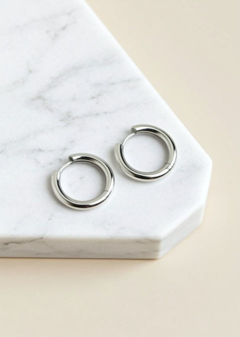 Chunky Titanium Steel Hoop Earrings, Gold or Silver