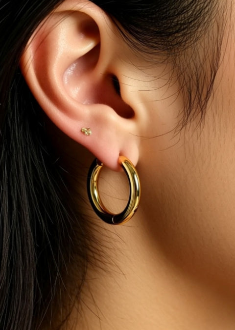 Chunky Titanium Steel Hoop Earrings, Gold or Silver