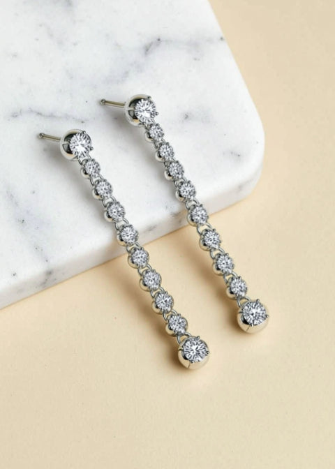 1.18CT Moissanite Linear Drop Earrings in Sterling Silver