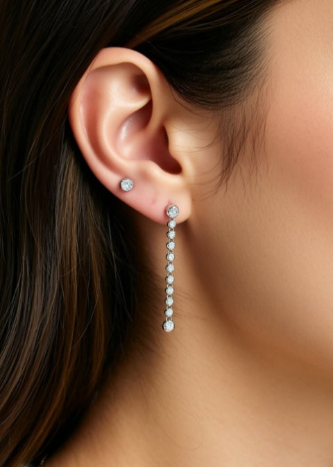 1.18CT Moissanite Linear Drop Earrings in Sterling Silver