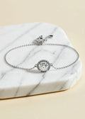 1 Carat Moissanite Halo Bracelet in Rhodium-Plated Sterling Silver
