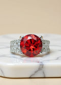 5 Carat Scarlet Red Moissanite Statement Ring in Sterling Silver