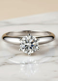 1 Carat Round Moissanite Adjustable Solitaire Ring in .925 Sterling Silver