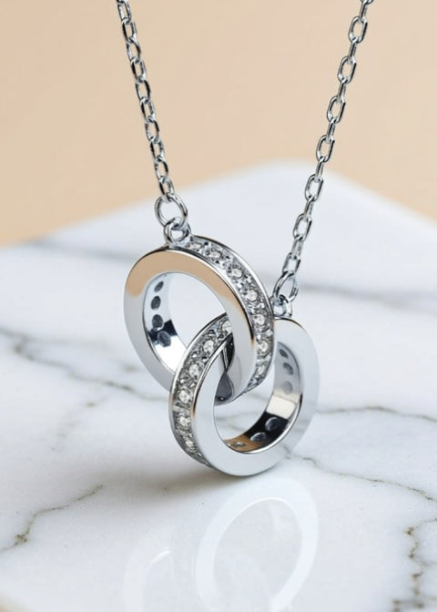 Interlocking Circle Zircon Necklace in .925 Sterling Silver