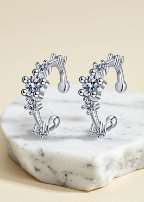 0.64CT Moissanite Ear Cuffs in Rhodium-Plated Sterling Silver