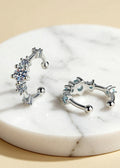 0.64CT Moissanite Ear Cuffs in Rhodium-Plated Sterling Silver