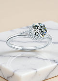 1 Carat Round Moissanite Swirl Ring in Platinum-Plated Sterling Silver