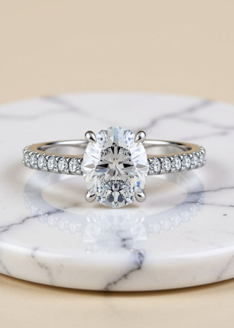 3 Carat Oval-Cut Moissanite Engagement Ring in .925 Sterling Silver