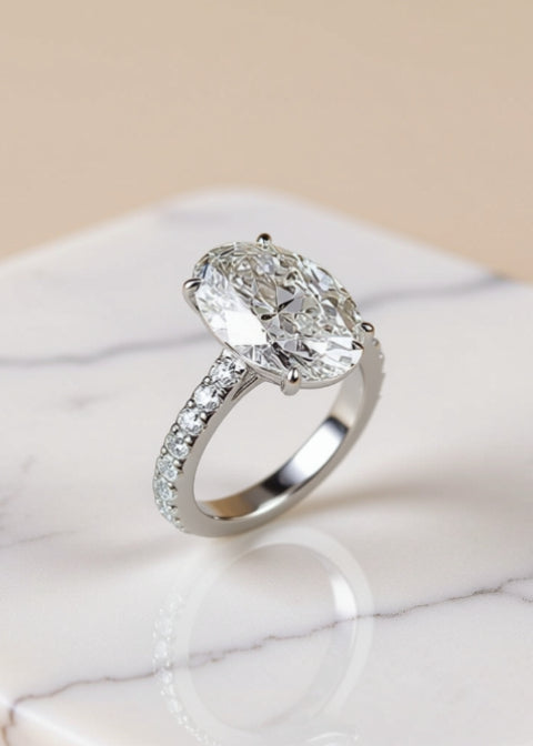 3 Carat Oval-Cut Moissanite Engagement Ring in .925 Sterling Silver