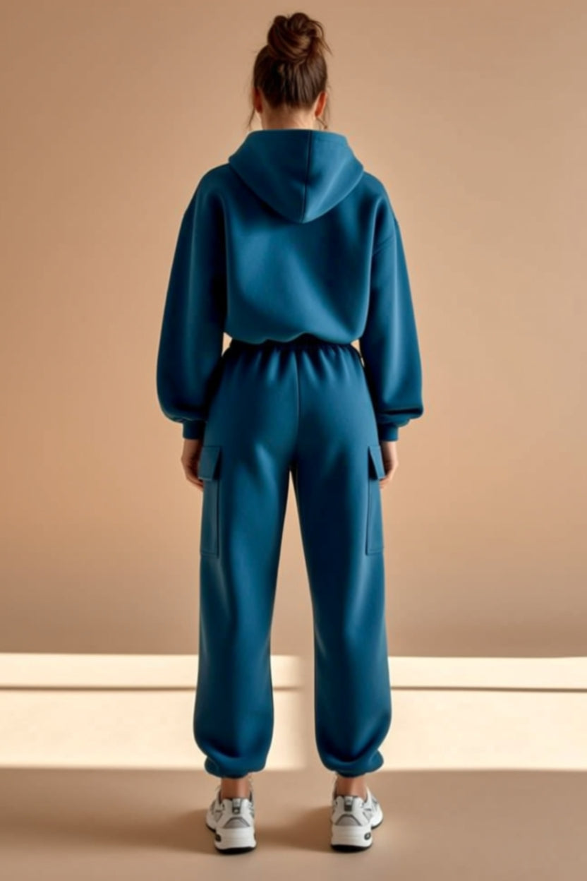 Hooded Sweatshirt and Cargo Jogger Pants Two-Piece Set