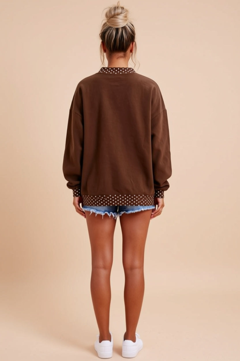 Brown HOWDY Graphic Oversized Crewneck Sweatshirt