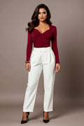 Ruched Sweetheart-Neck Long-Sleeve Bodysuit