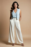 High-Waisted Pleated Wide-Leg Pants with Pockets