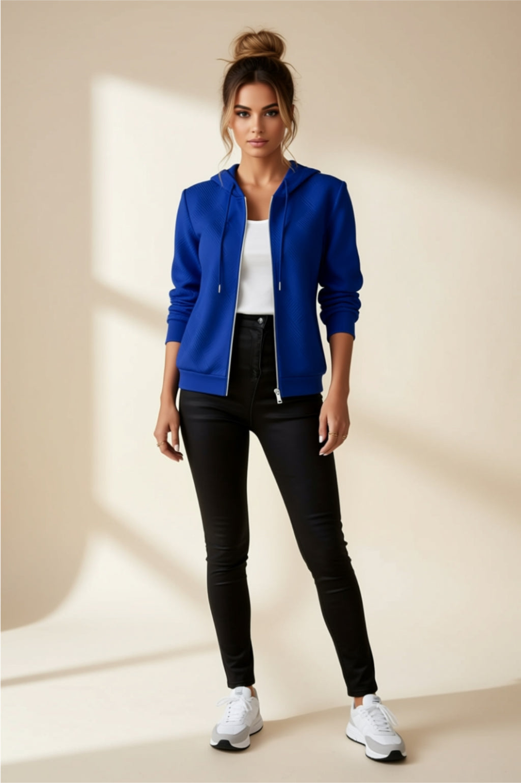 Zip-Up Hoodie Jacket with Drawstring