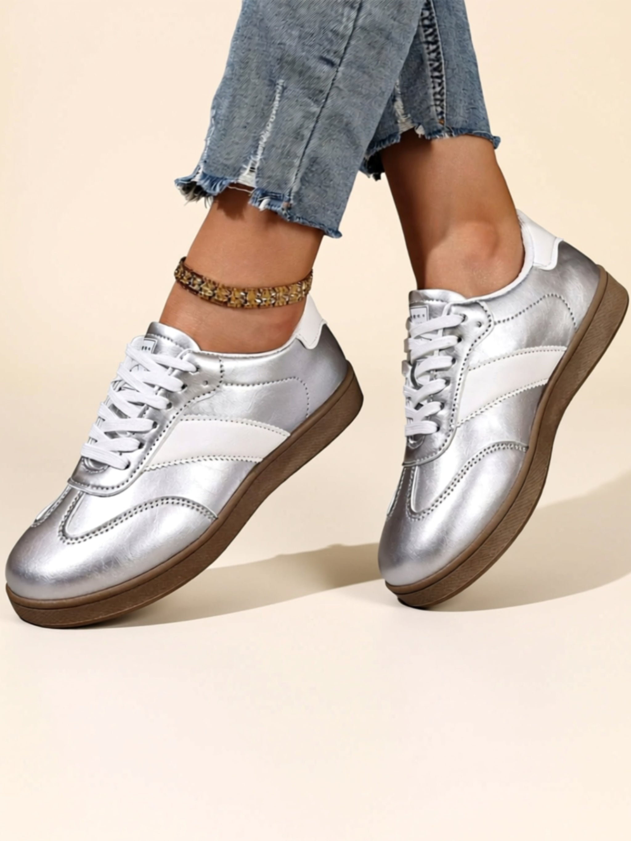 Patent Leather Flat Sneakers