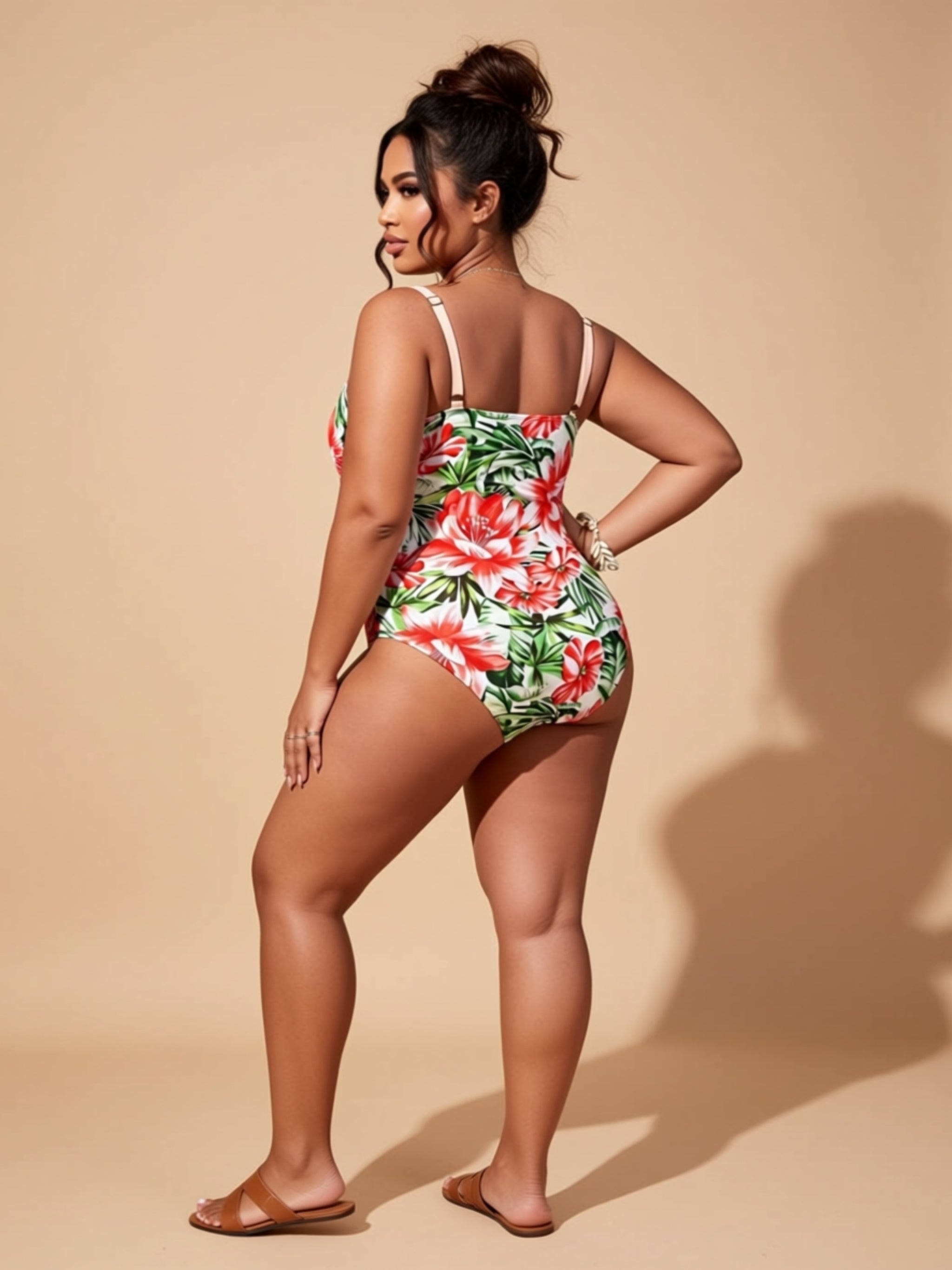 Sexy Full Body Print Knit Swimsuit