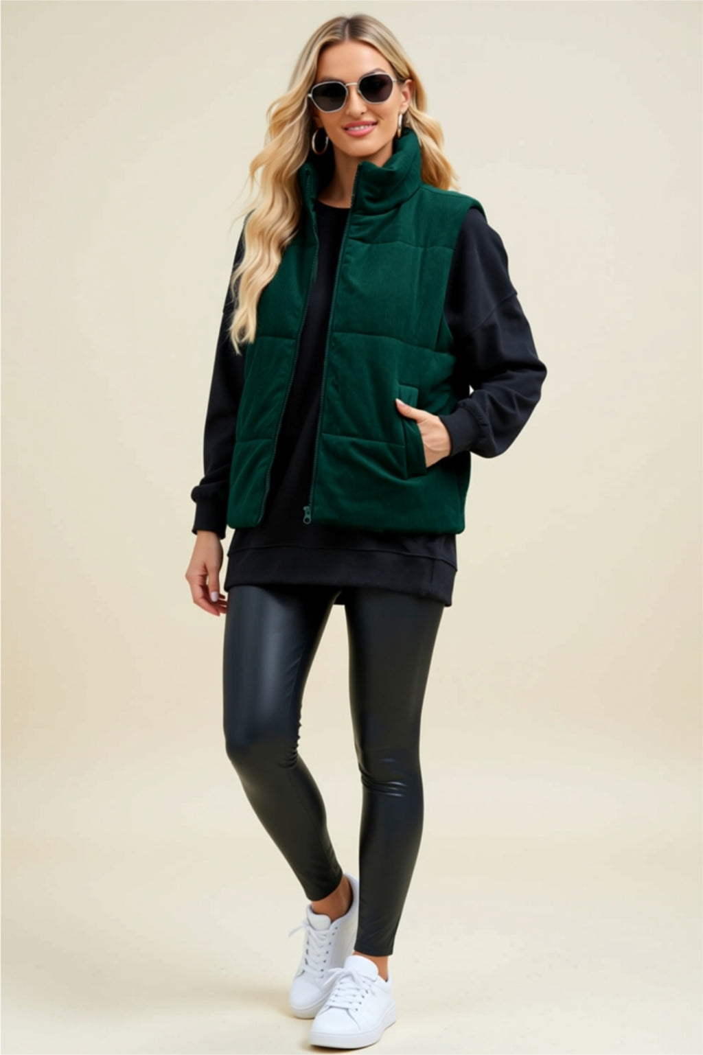 Zip Up Turtleneck Vest Coat