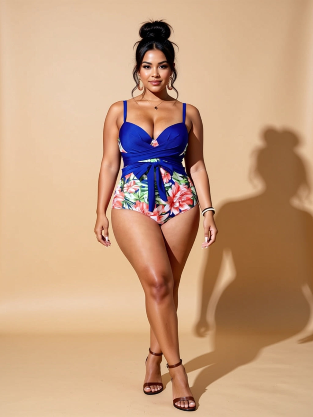 Sexy Full Body Print Knit Swimsuit