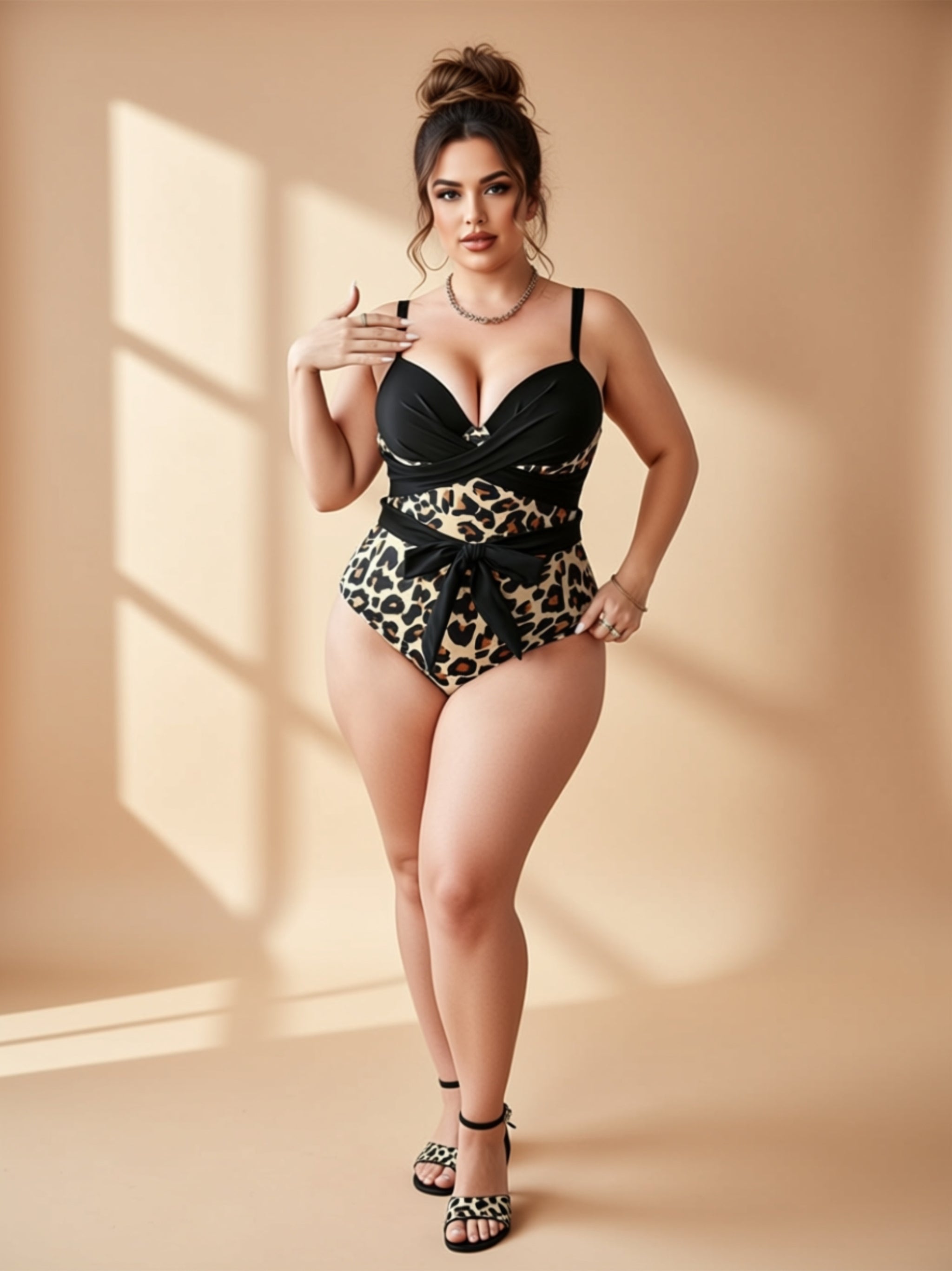 Sexy Full Body Print Knit Swimsuit