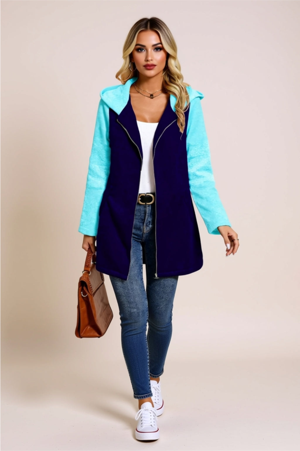 Hooded Zip-Up Jacket with Pockets
