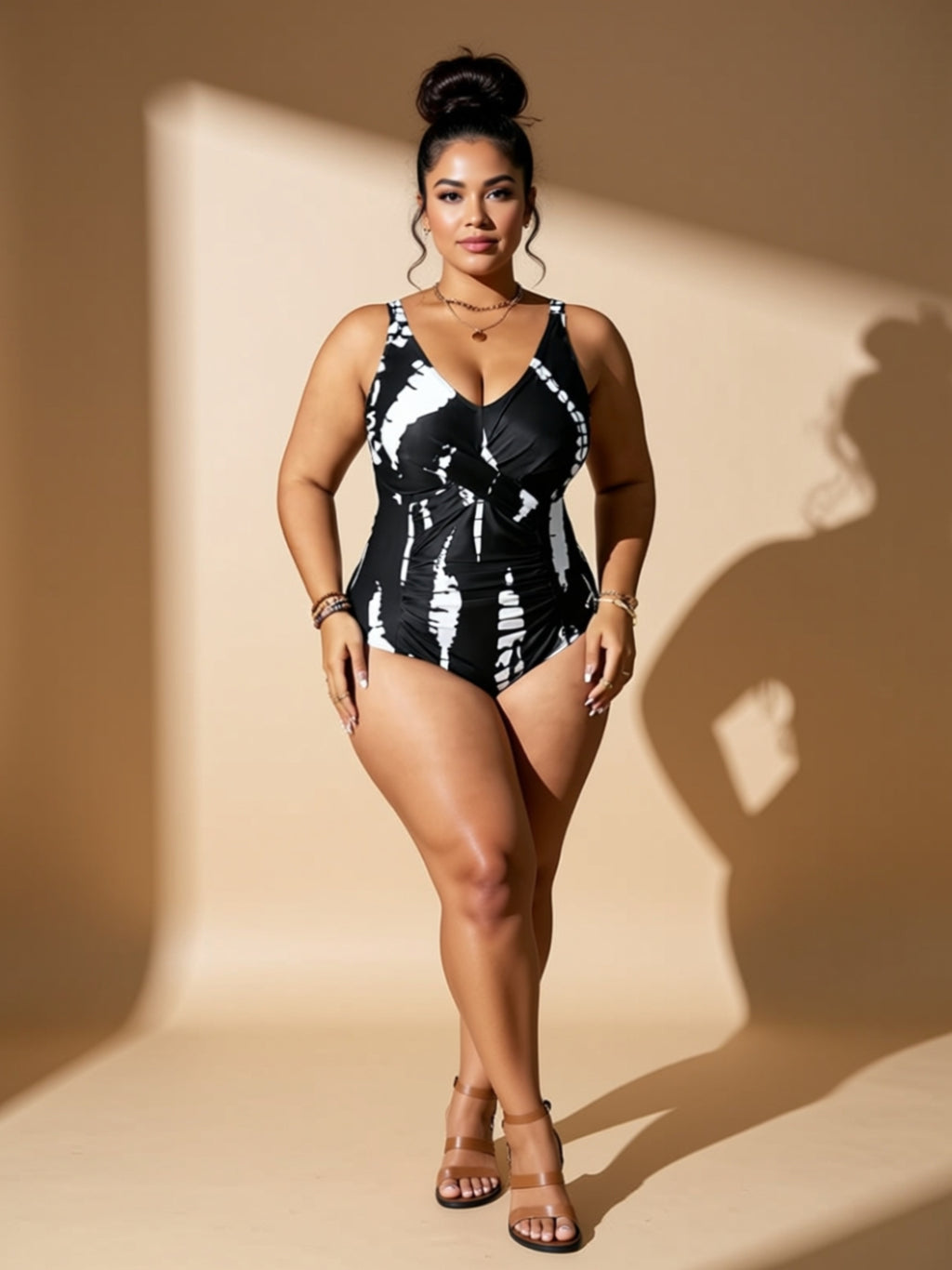 Sexy Full Body Print Knit Swimsuit