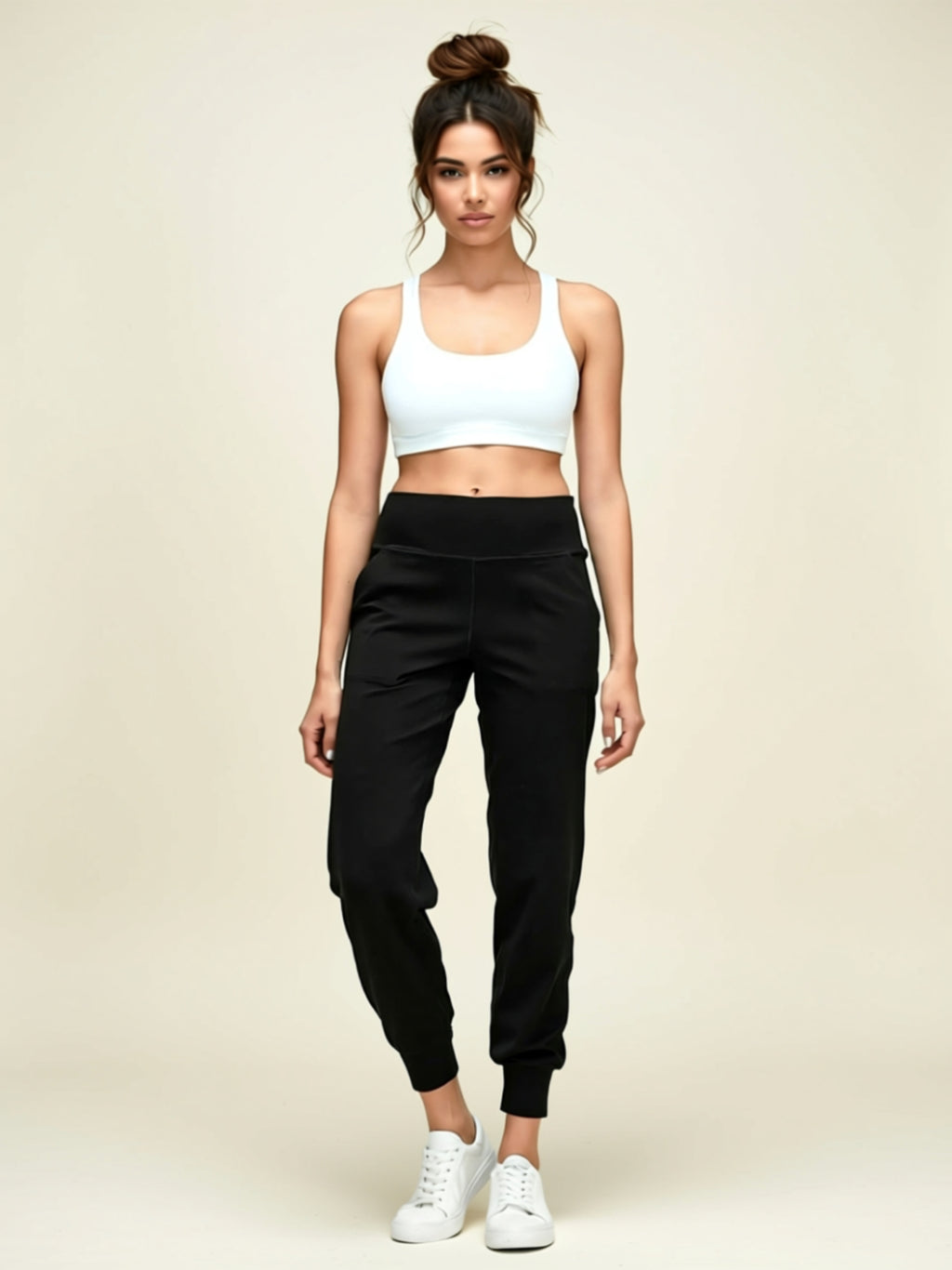 Cropped Tapered Hose aus Stretchmaterial