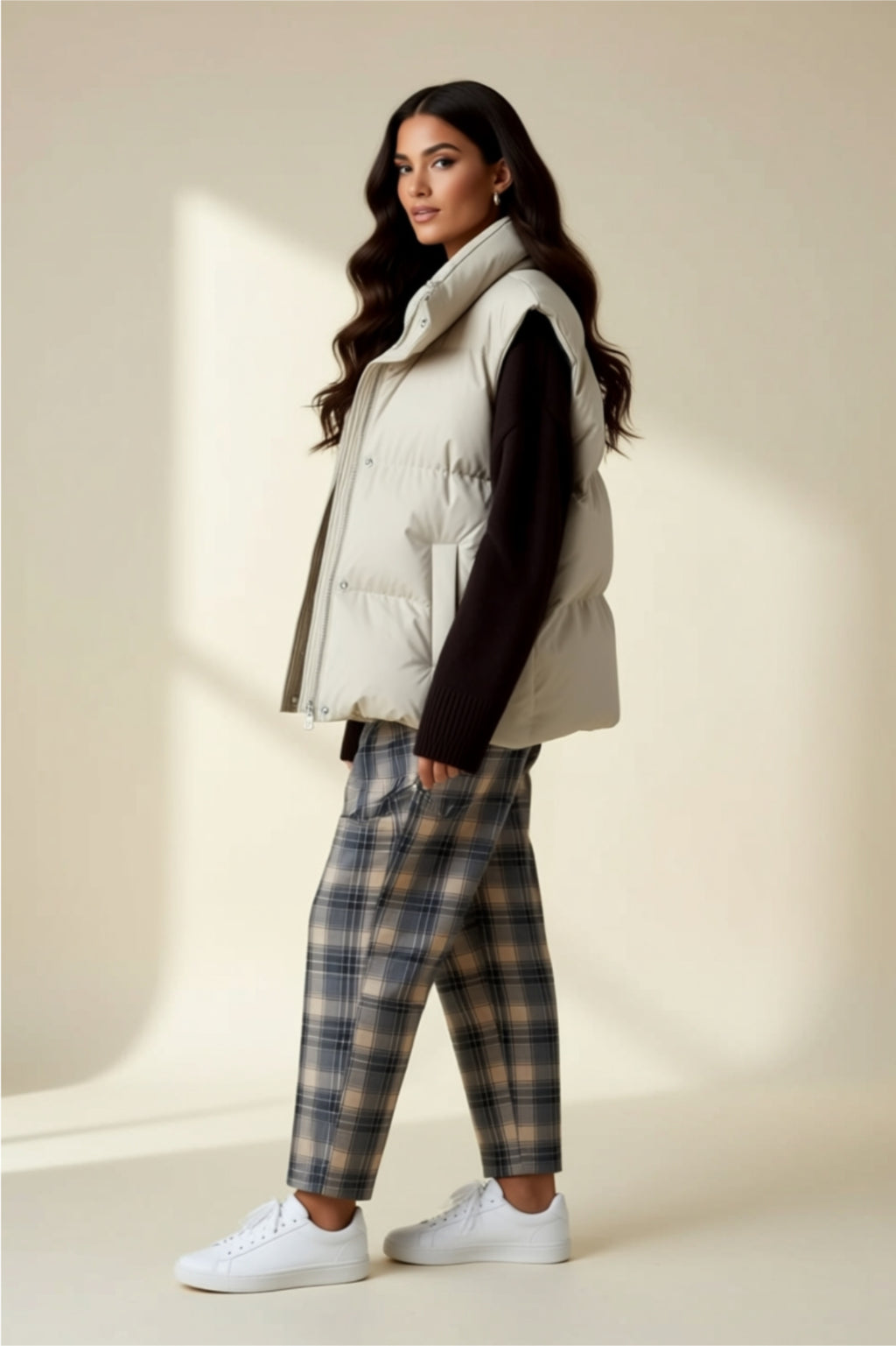 Oversized Puffer Vest with High Collar