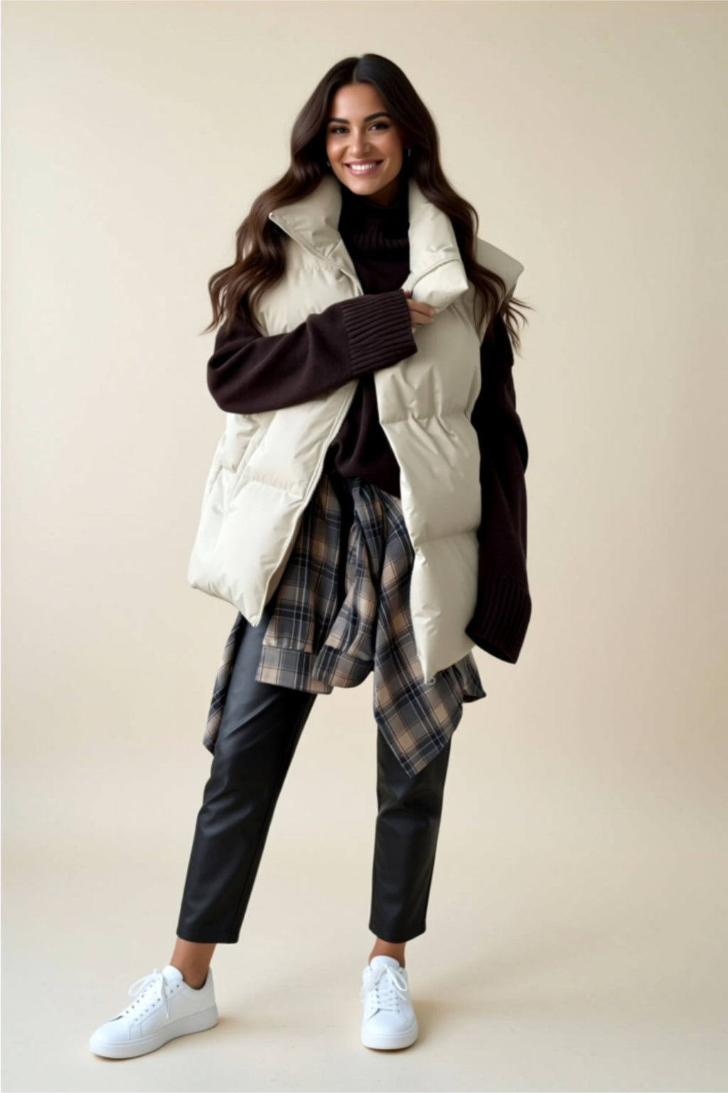 Oversized Puffer Vest with High Collar