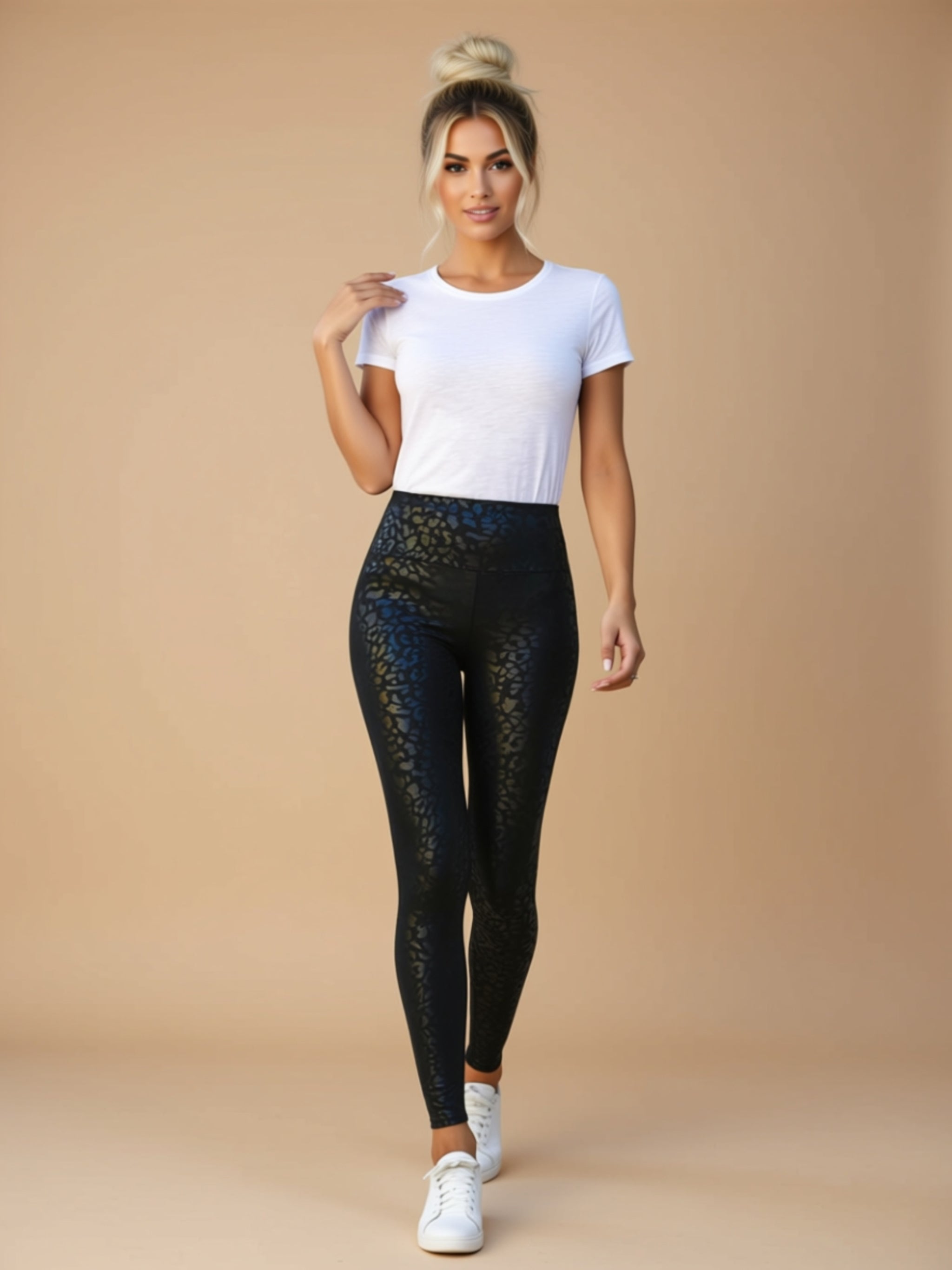 High‑Stretch Death Marble Print Sports Leggings