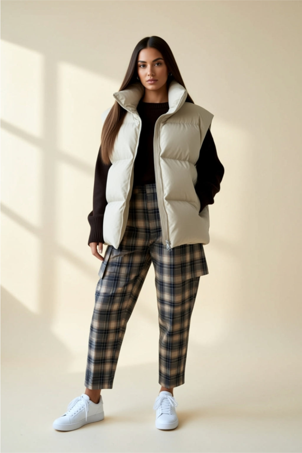 Oversized Puffer Vest with High Collar