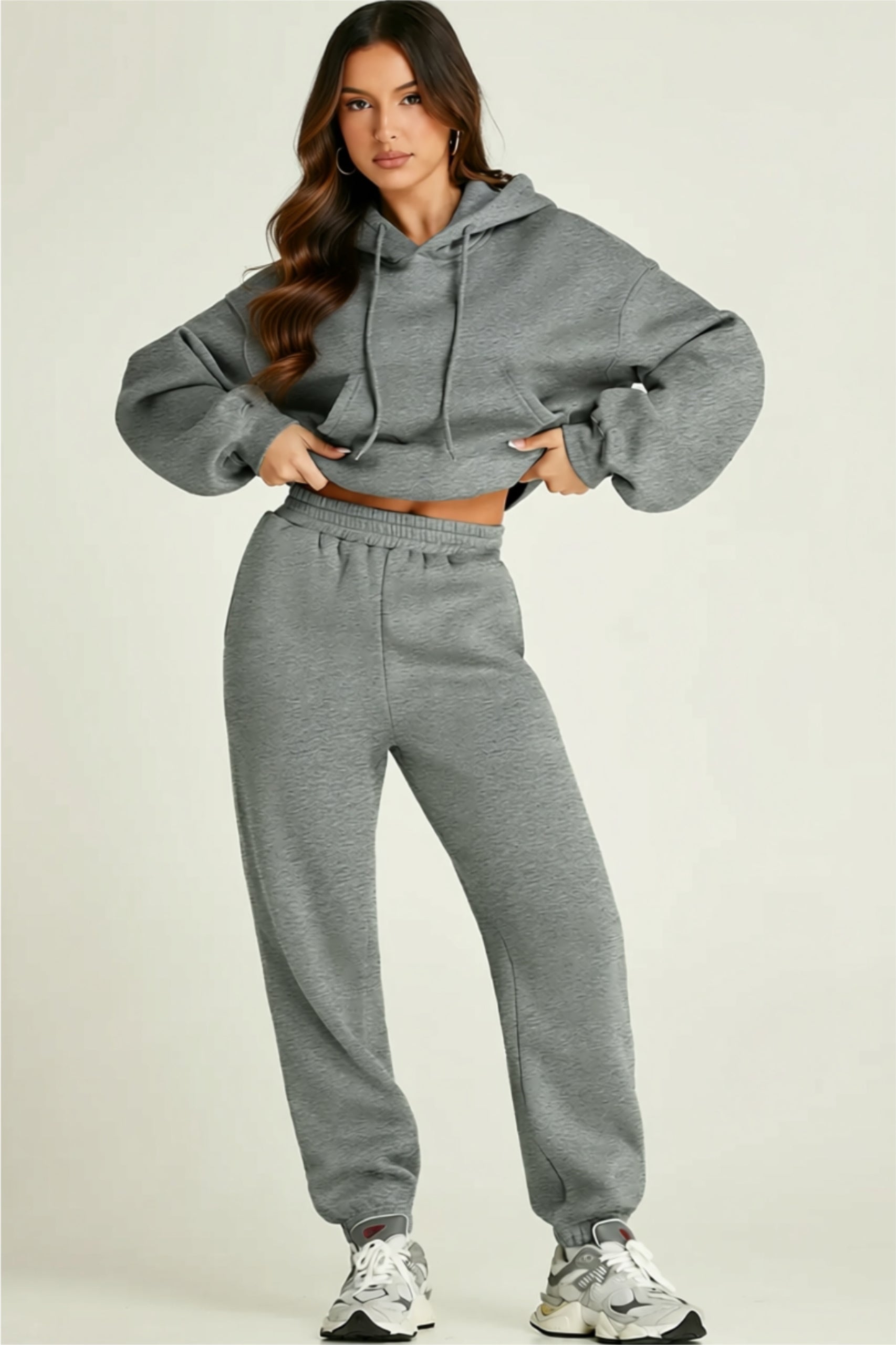 Cozy Two-Piece Sweat Set with Drawstring Hoodie & Pocketed Joggers