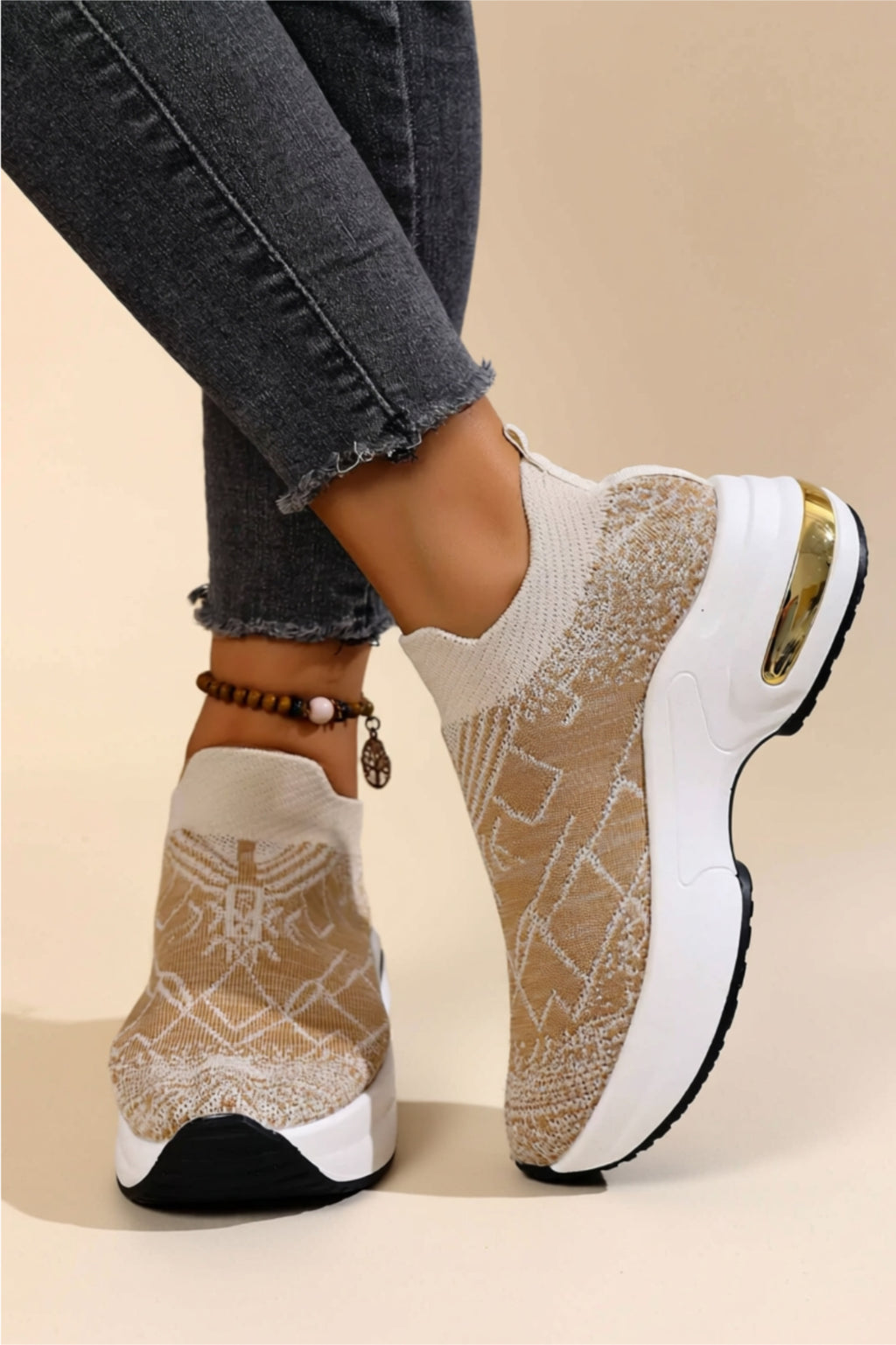 Slip-On Mesh Sneakers with Cushioned Low Heel