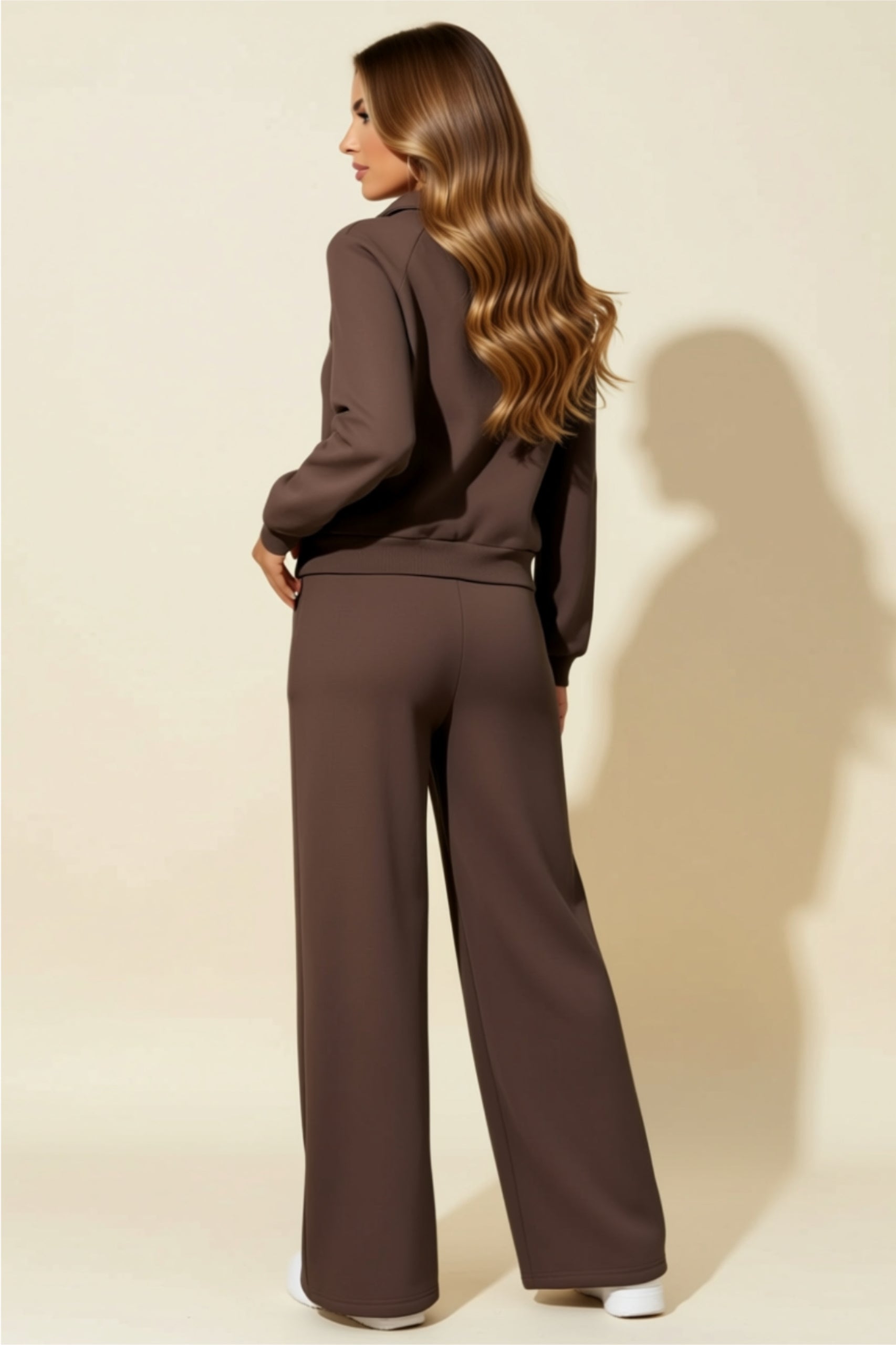 Button-Up Collared Top & Drawstring Wide-Leg Pants