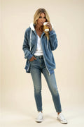 Fleece Zip-Up Hoodie with Drawstring