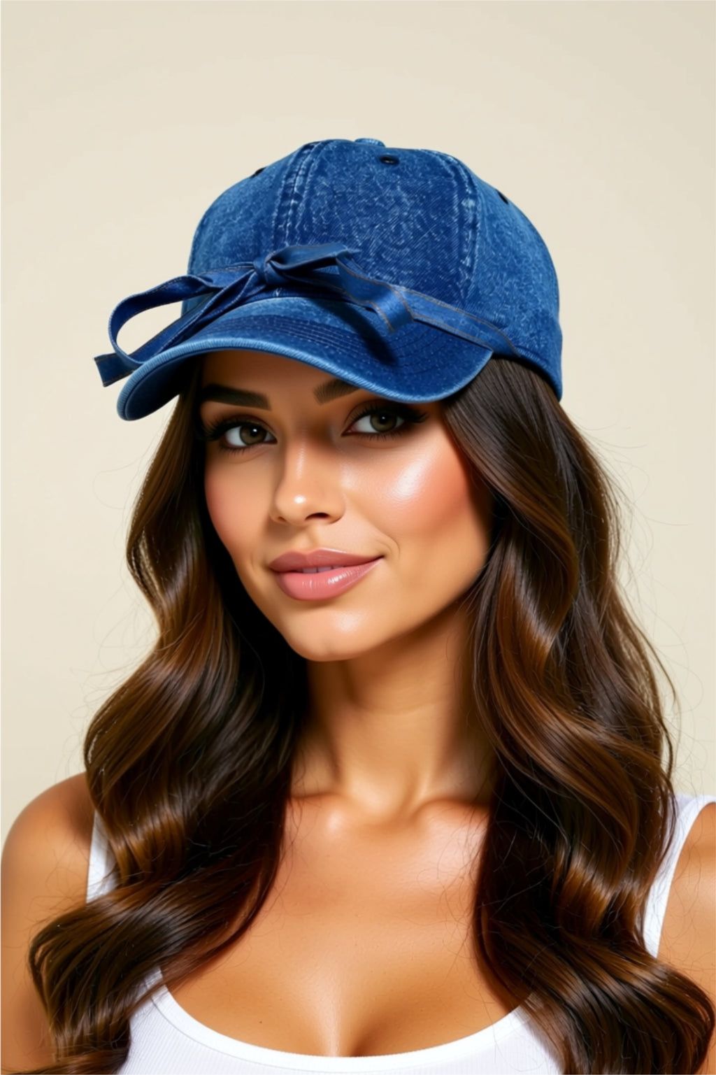 Cotton Baseball Cap with Bow Detail