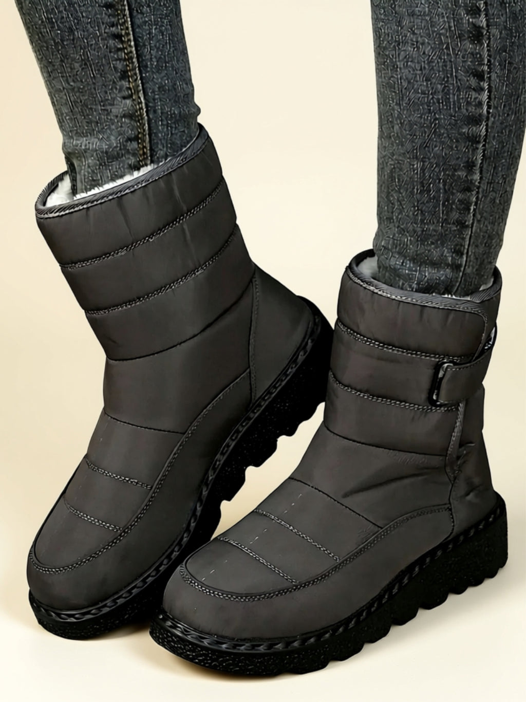 Vegan Leather Flat Boots
