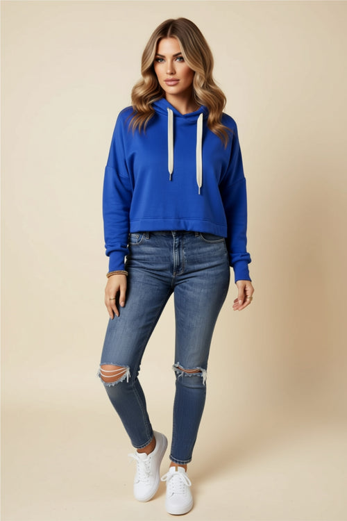 Cropped Drawstring Hoodie