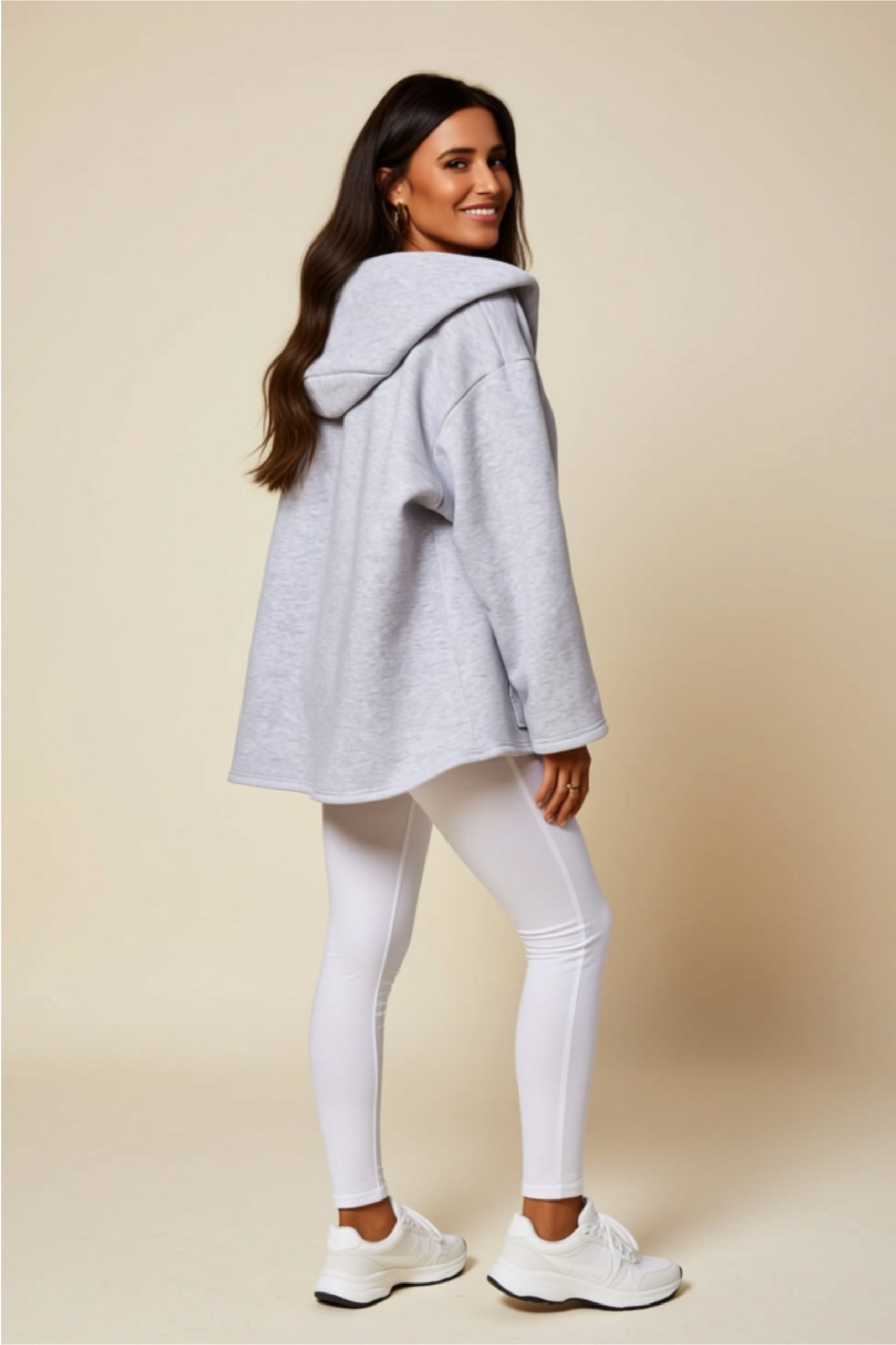 Oversized V-Neck Hoodie with Front Pocket