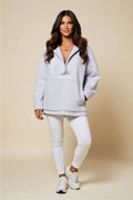 Oversized V-Neck Hoodie with Front Pocket
