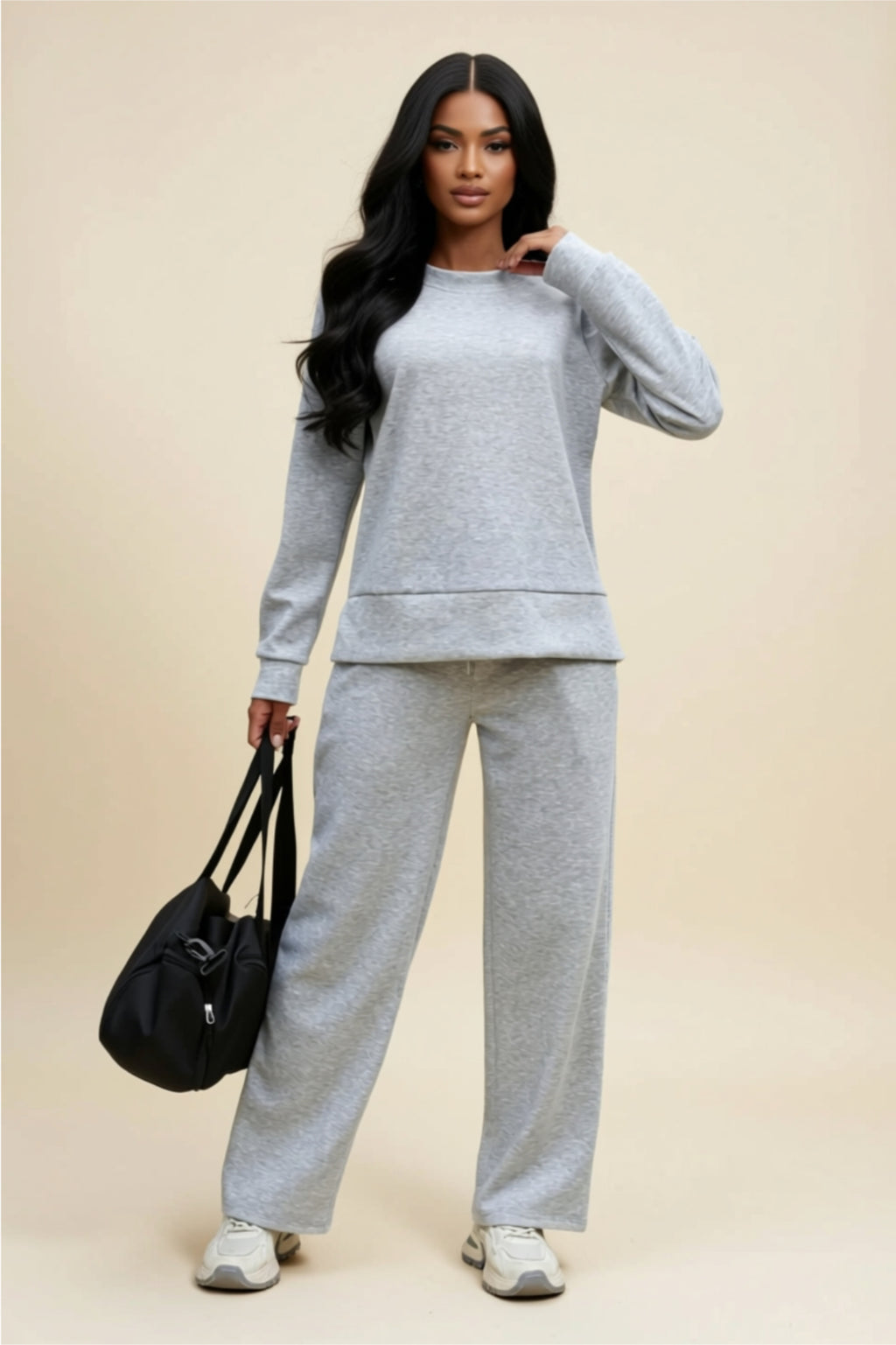 Rundhals-Sweatshirt- und Hosen-Set