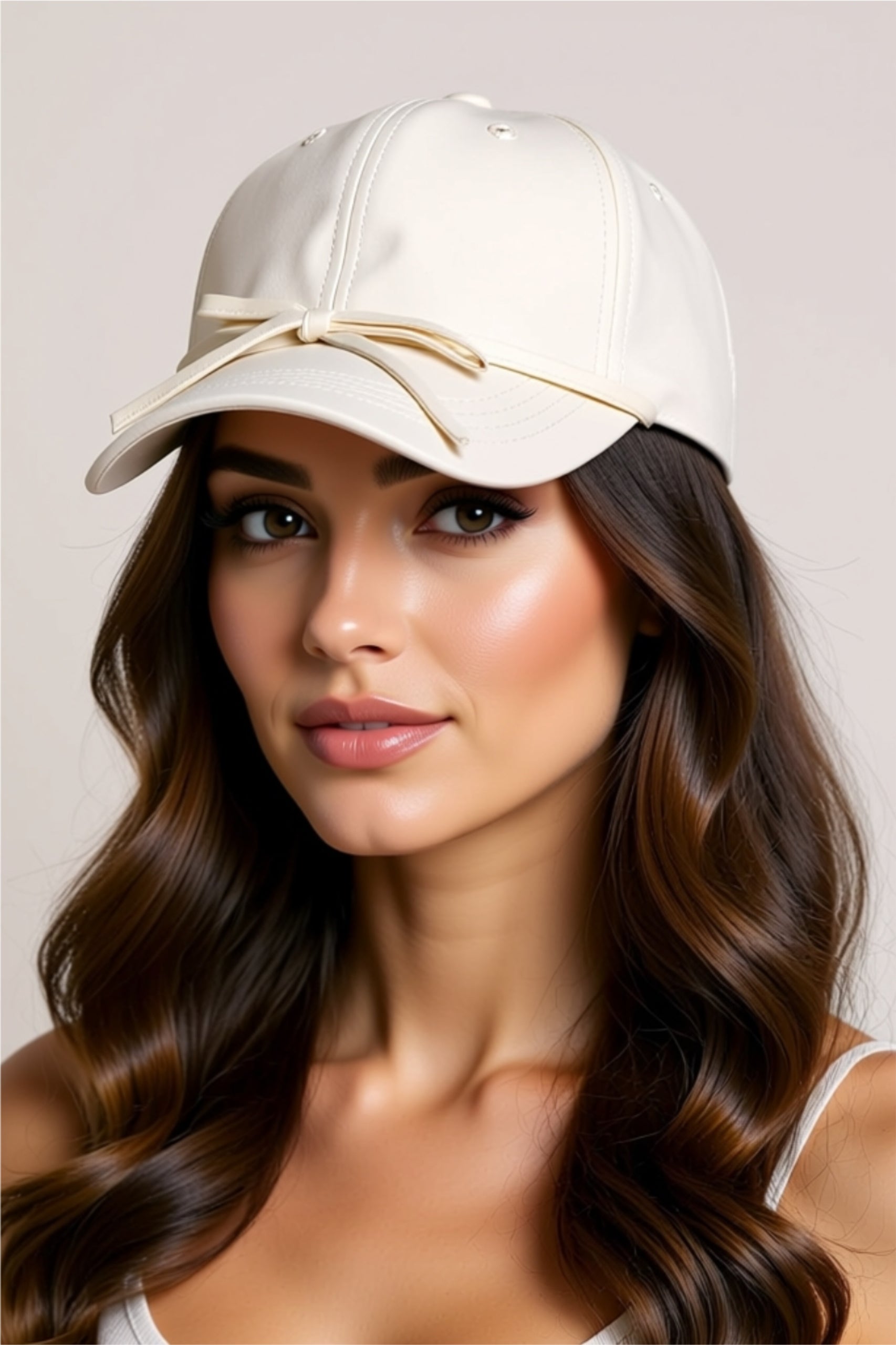 Cotton Baseball Cap with Front Bow Detail