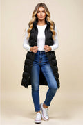 Longline Puffer Vest with Snap Buttons & Pockets