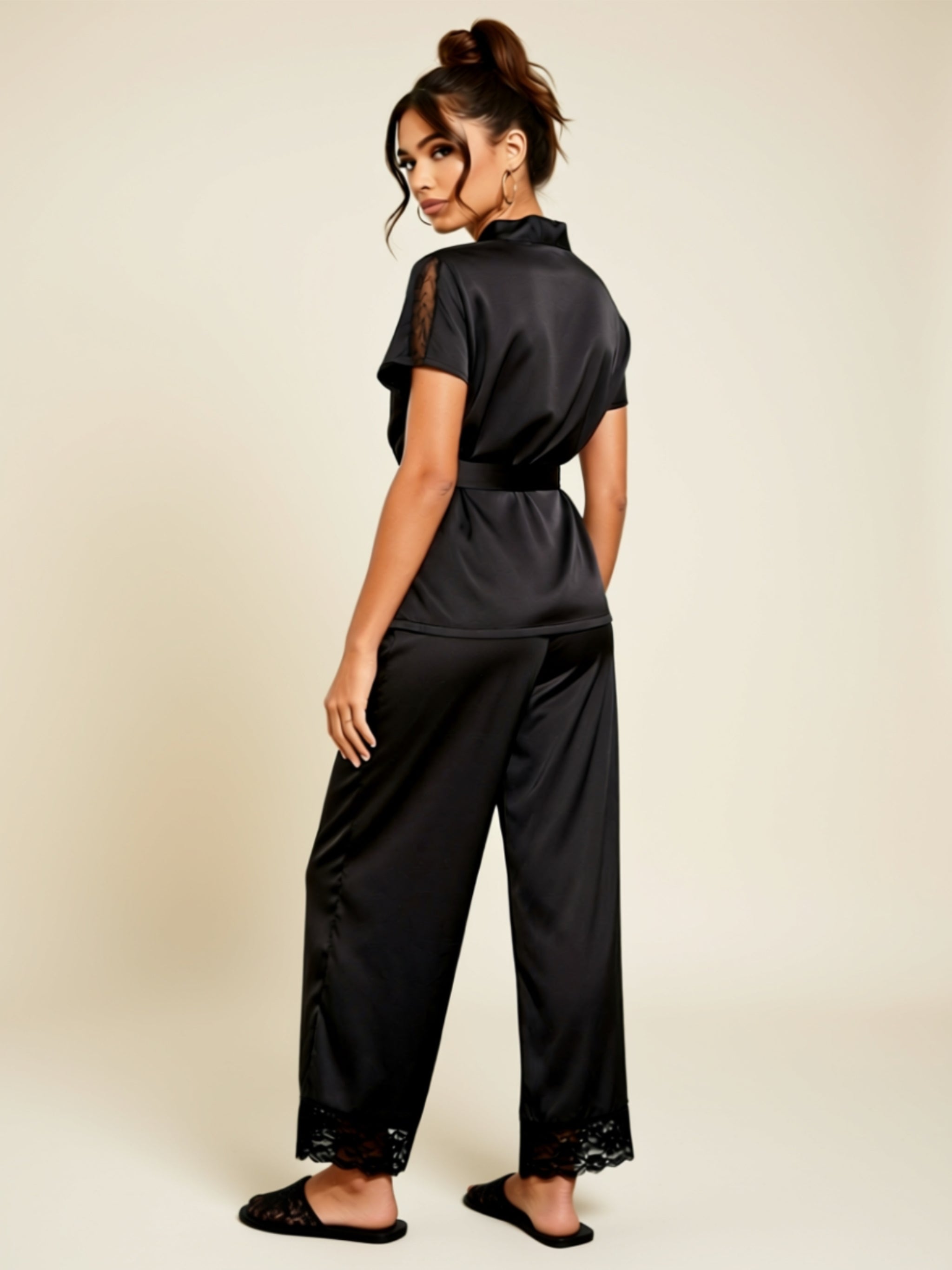 Lace Trim 2‑Piece Pant Sleepwear Set