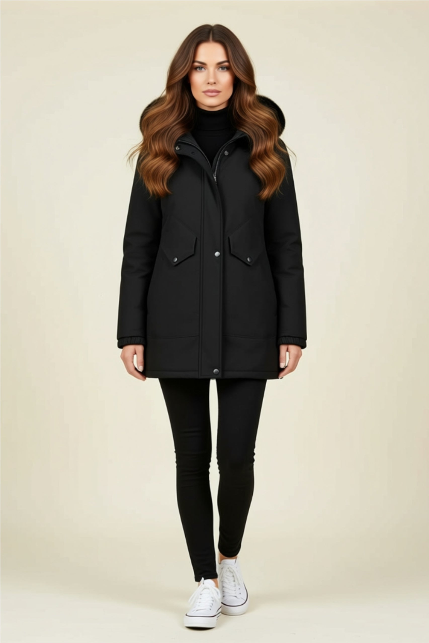 Thick Lined Button-Up Jacket with Pockets