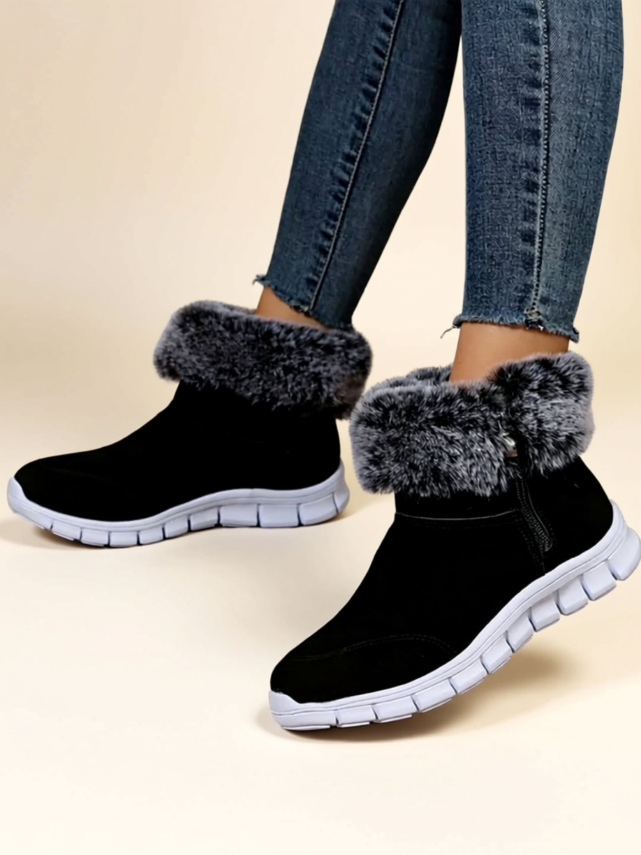 Vegan Leather Low‑Heel Boots
