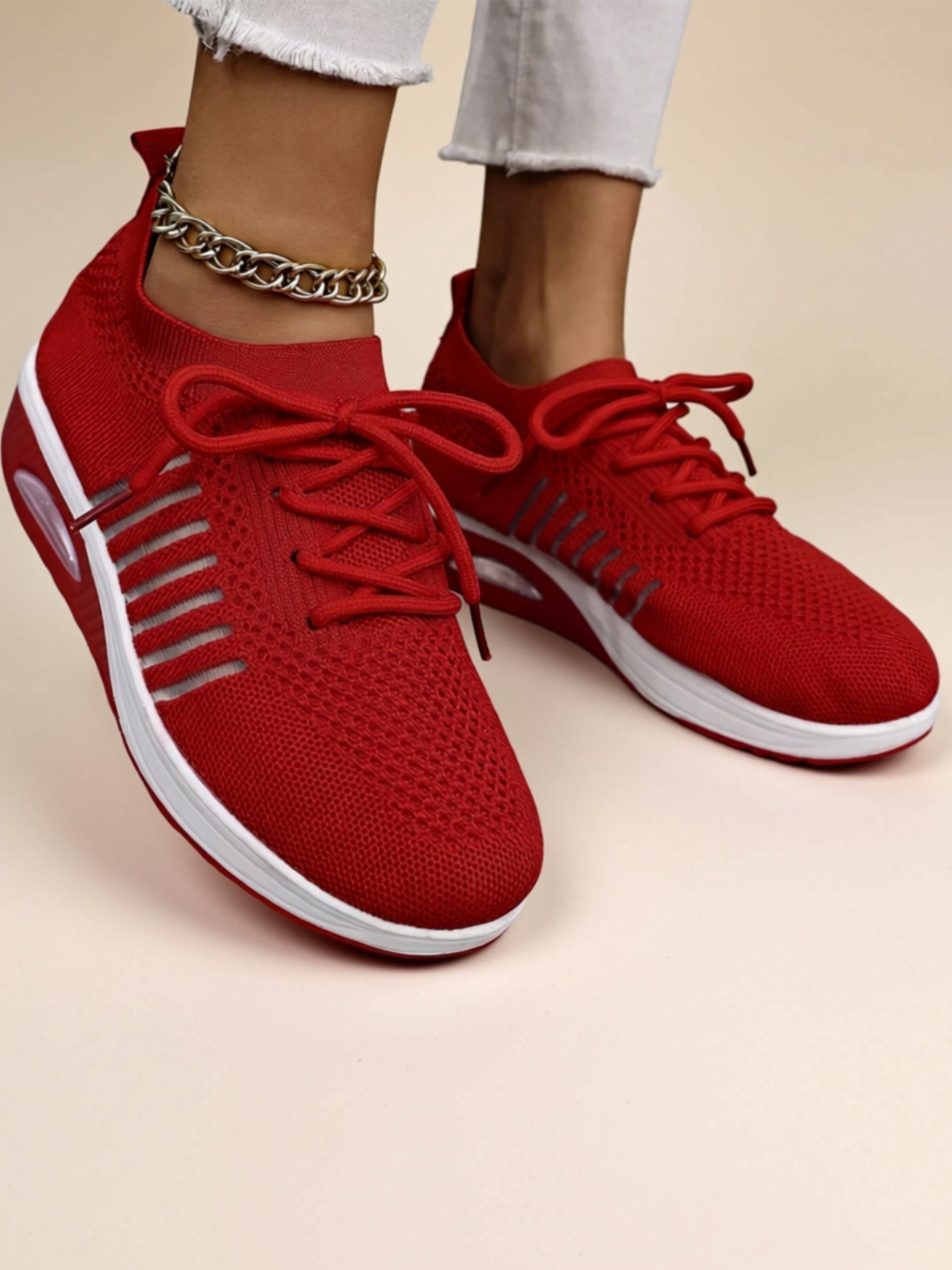 Mid‑Heel Mesh Sneakers
