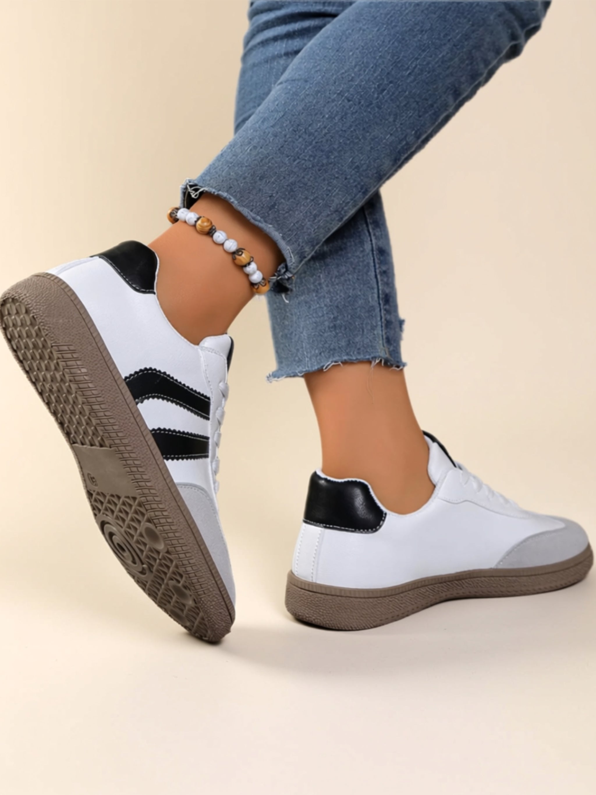 Vegan Leather Flat Sneakers