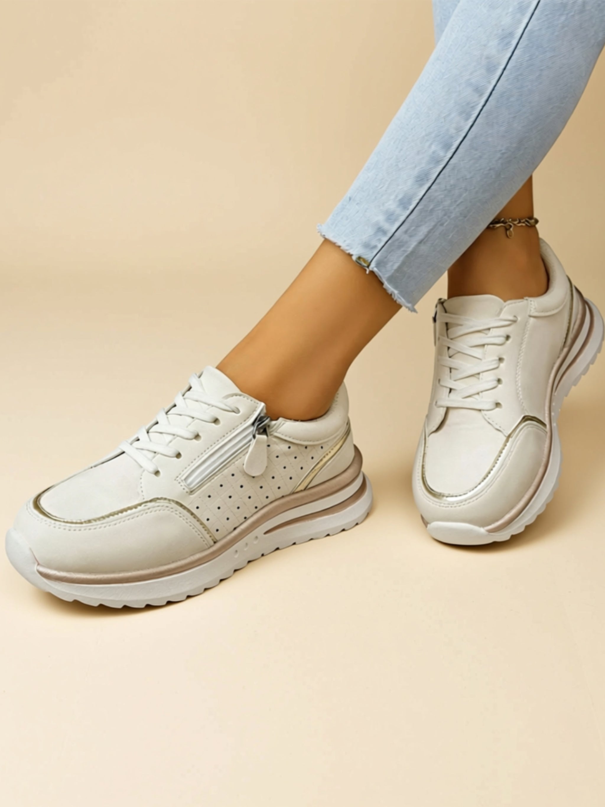 Vegan Leather Flat Sneakers