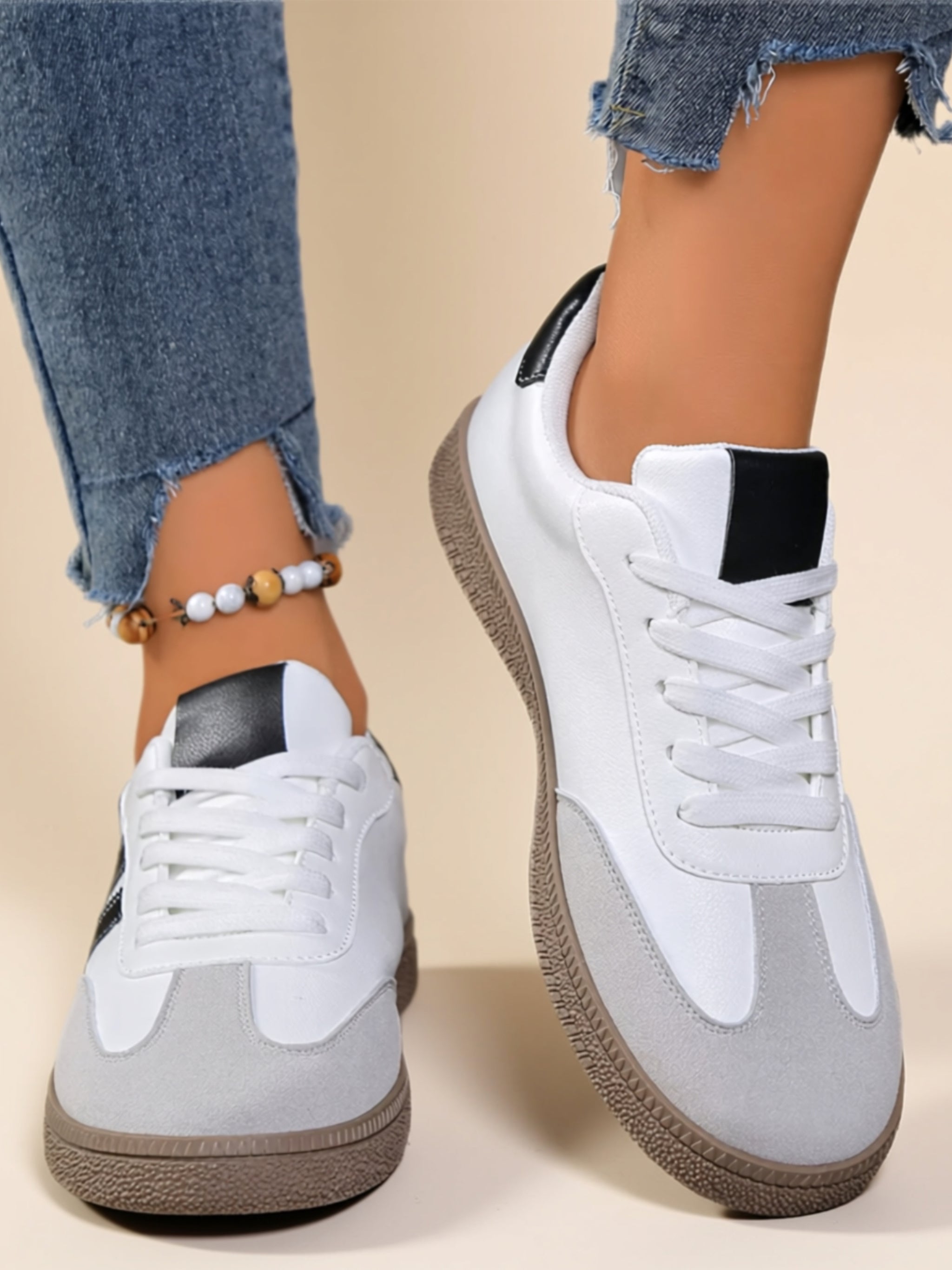 Vegan Leather Flat Sneakers